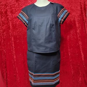 Brooks‎ Brothers Navy w/ Multi-Color Zig-Zag Trim 2-piece Set SIZE 8. #320